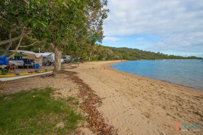 caravans on beach at Town of 1770 -