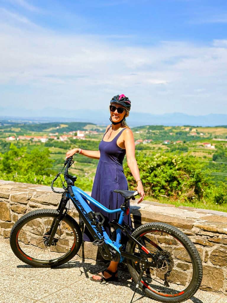 woman on bike in Goriška Brda