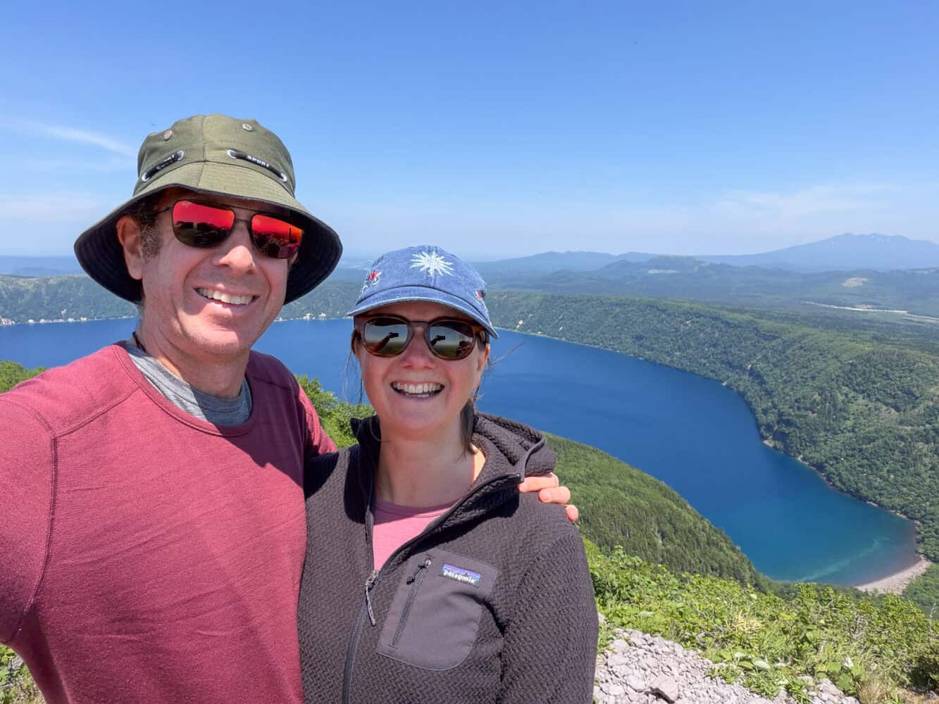 Simon and Erin at the summit of Mt Mashu in Akan Mashu National Park in Hokkkaido, Japan.