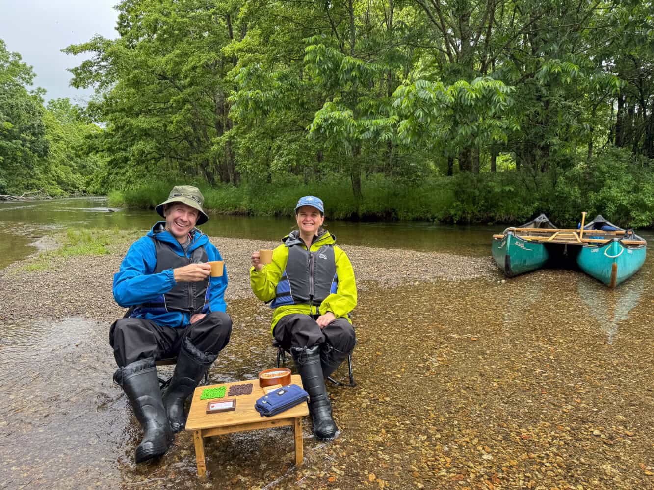 Taking a break from canoeing the Kushiro River, Hokkaido.
