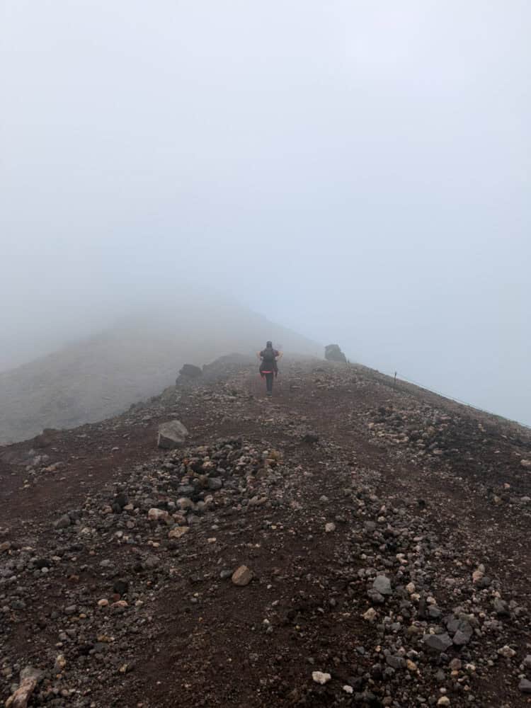 Foggy climb up Mt Asahidake in Hokkaido.