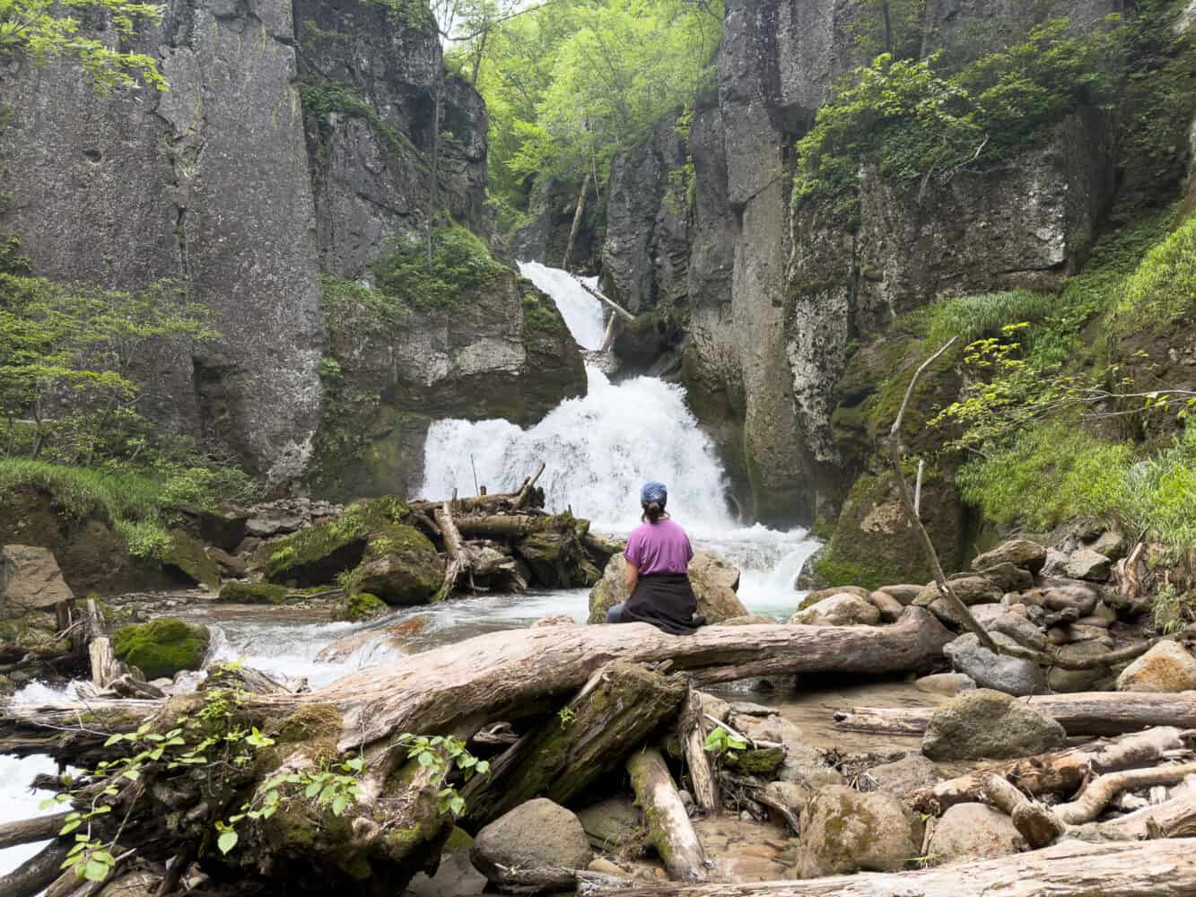 Momijidaki Falls at Sounkyo Onsen, Hokkaido in summer.