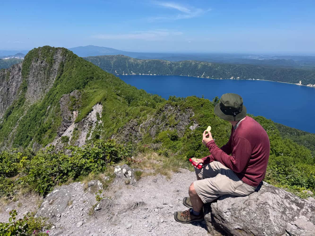 Simon at the Mt Mashu summit in Akan Mashu National Park, Hokkaido.