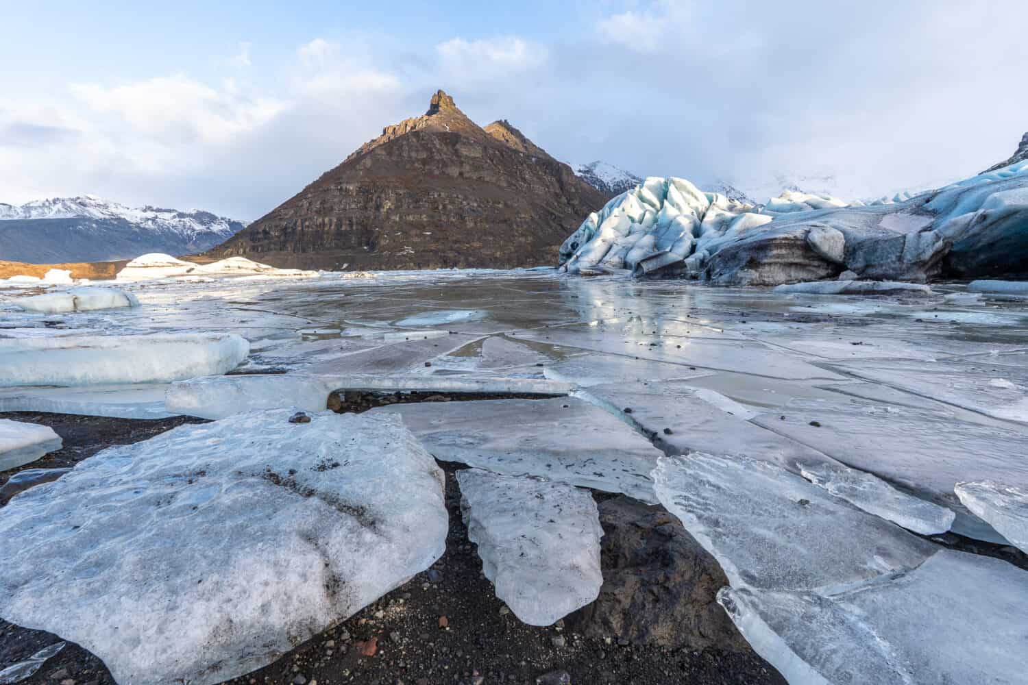 Svínafellsjökull Glacier in South Iceland in winter.