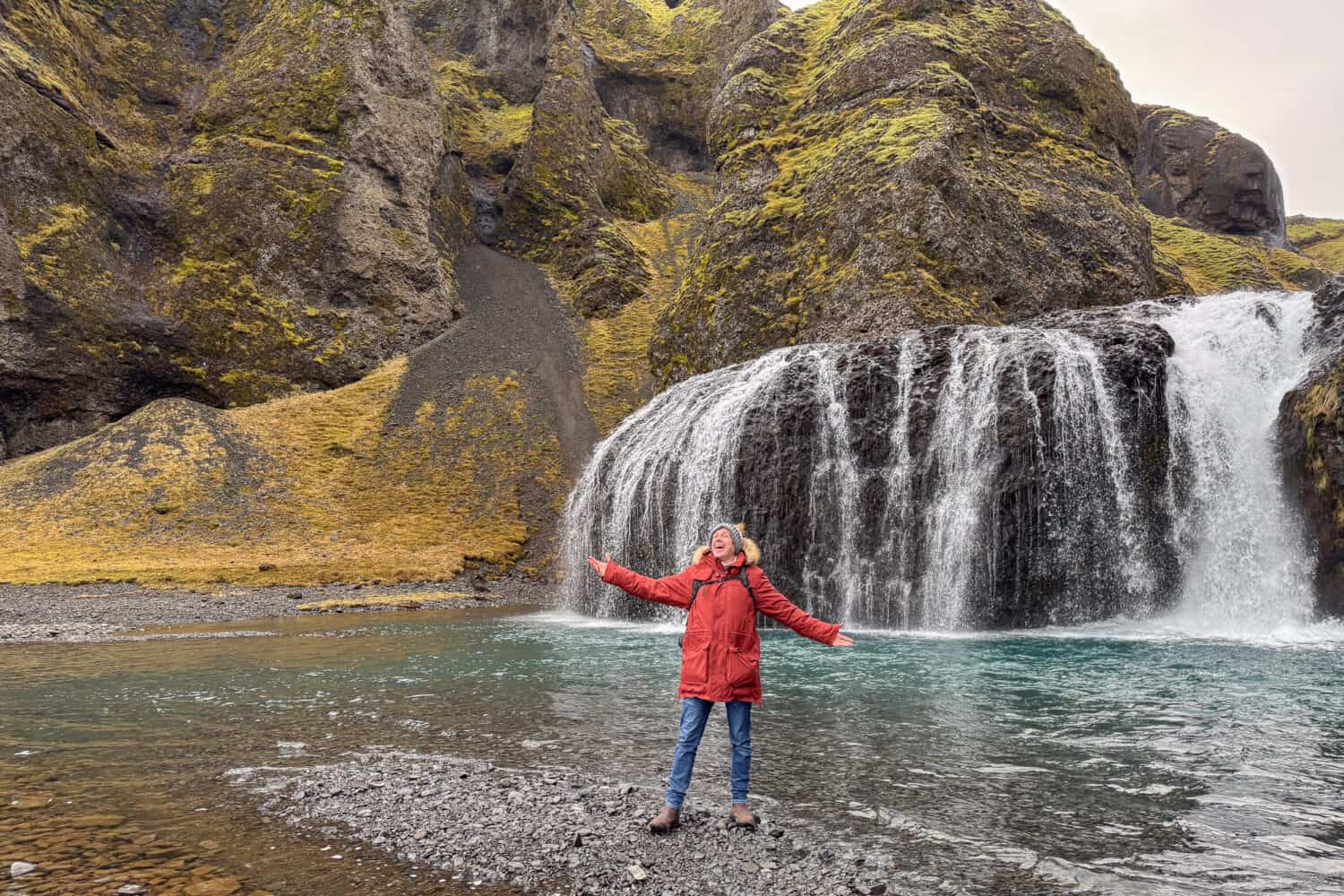 Stjórnarfoss waterfall in South Iceland.