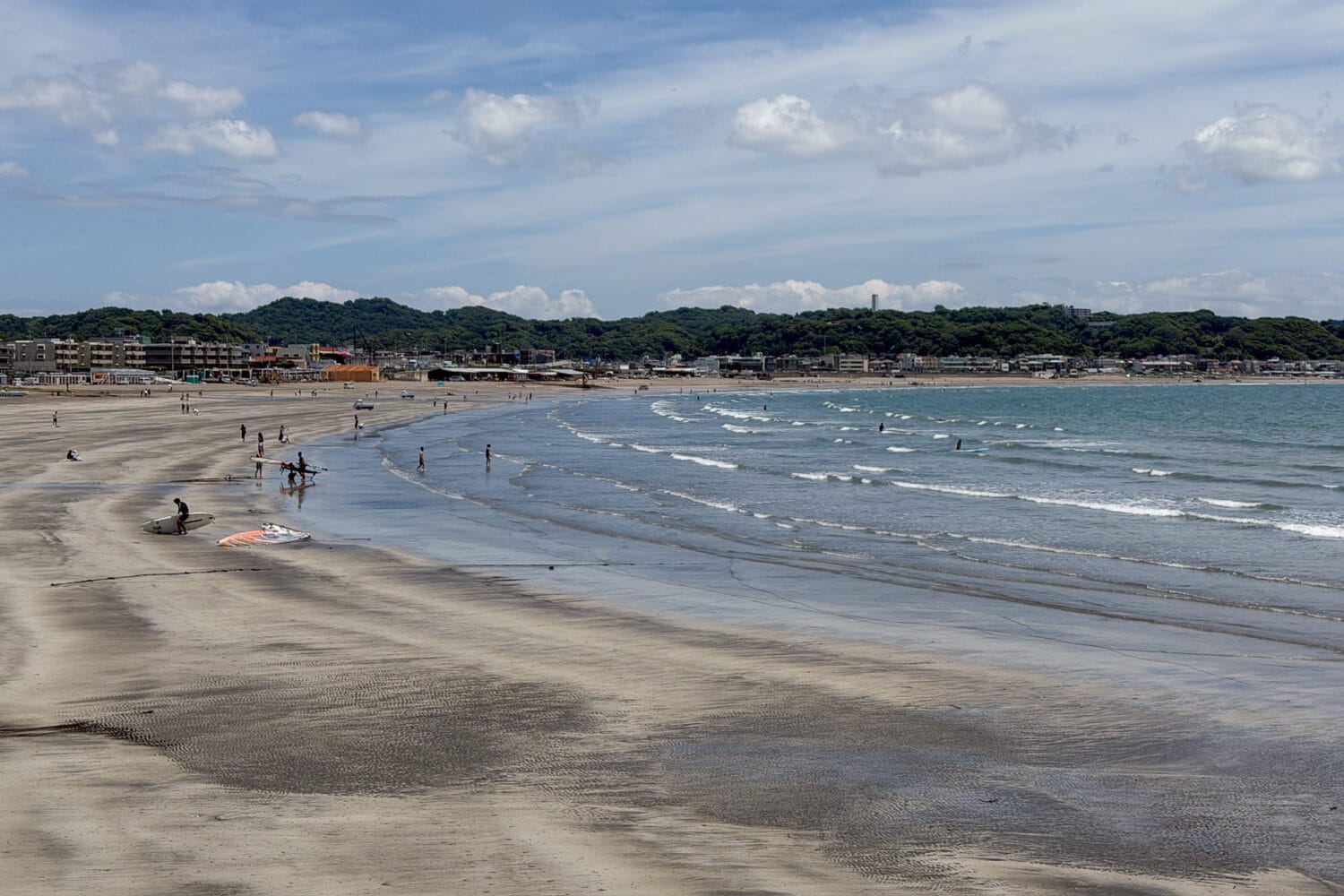 Yuigahama Beach in June in Kamakura, Japan