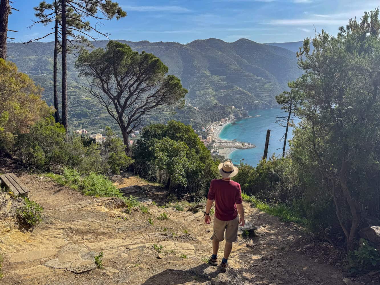 View of Monterosso al Mare on the hiking trail from Levanto.