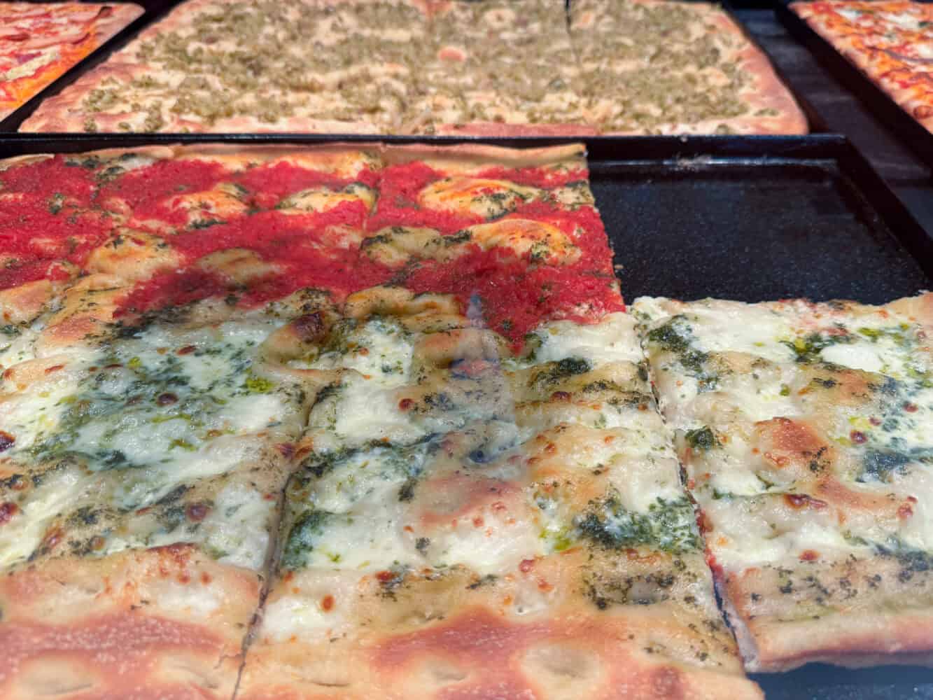 Pizza and focaccia at Focacceria Domè in Levanto, Italy.