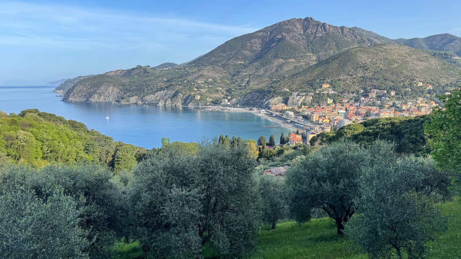 Levanto, Italy from above on the trail to Monterosso al Mare in Liguria.