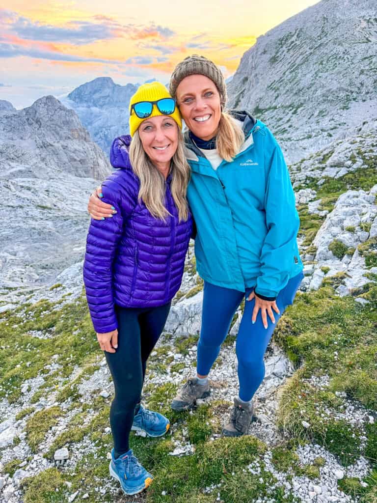 two women on mt triglav sunset
