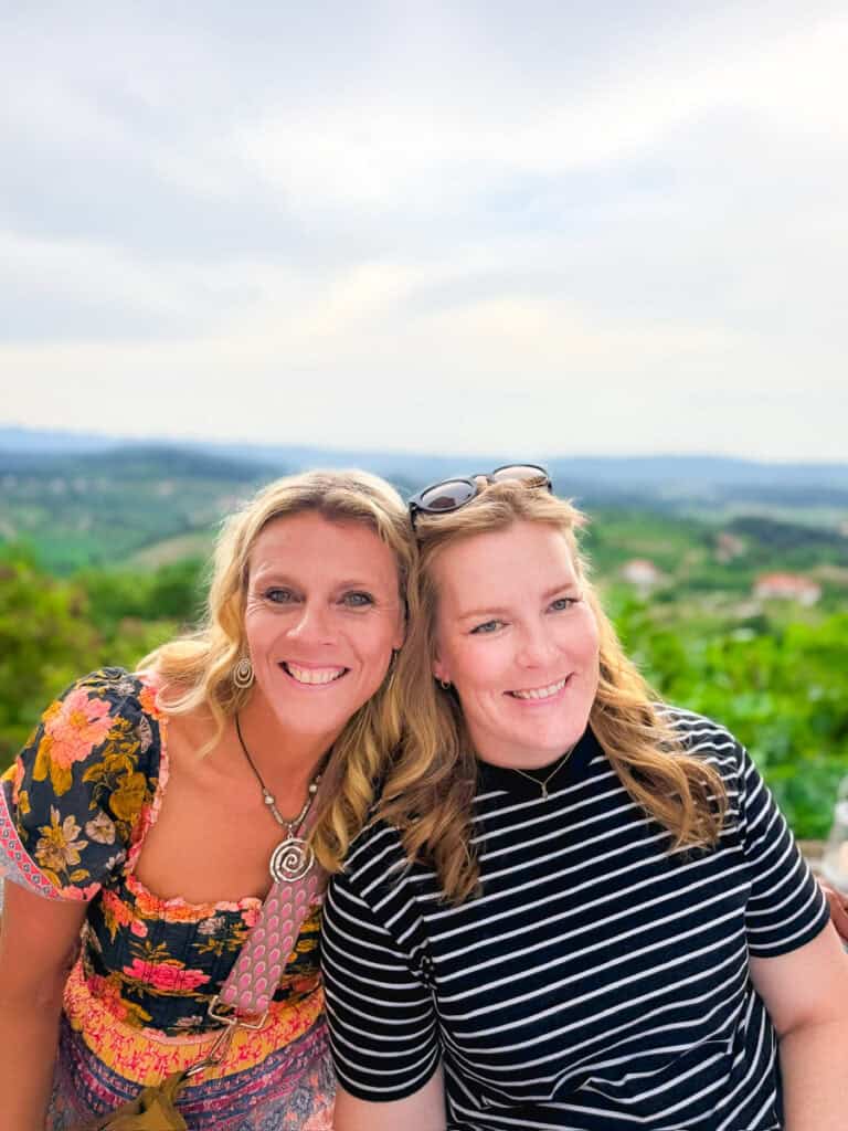 carolkine and drea at Goriška Brda restaurant