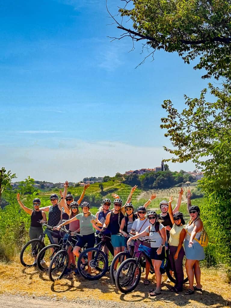 group of women on bikes at Goriška Brda ebike tour