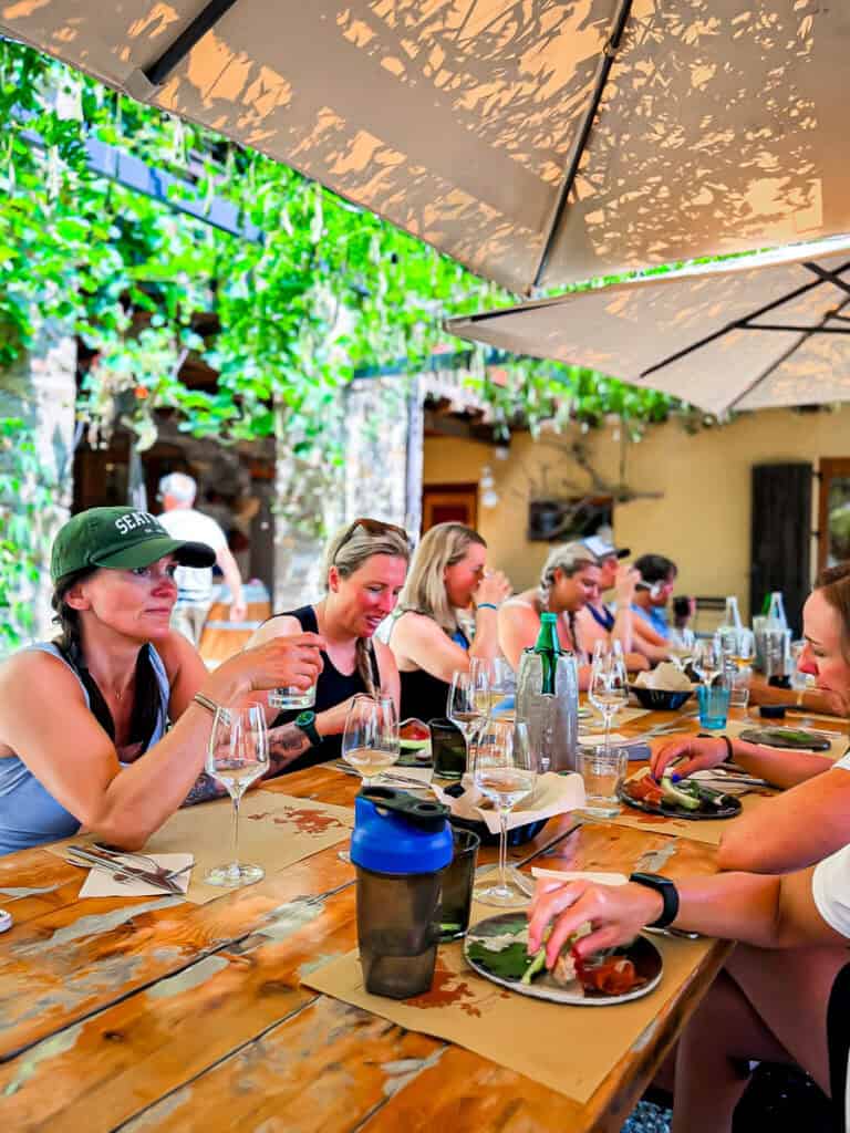 women eating lunch at winery