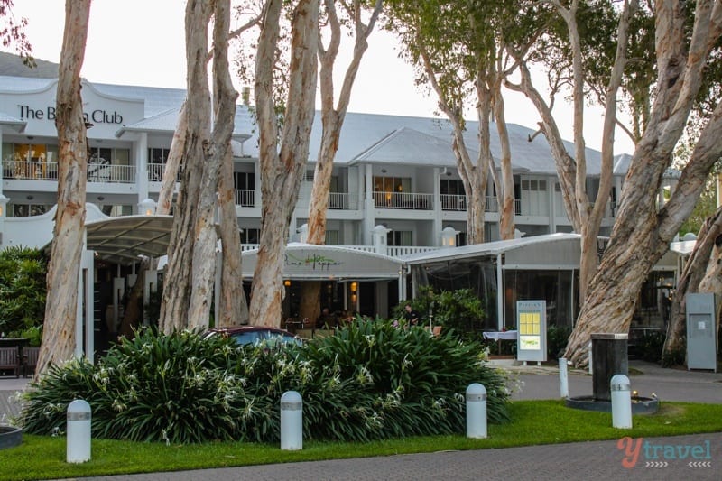 Peppers Palm Cove Resort with gum trees in front