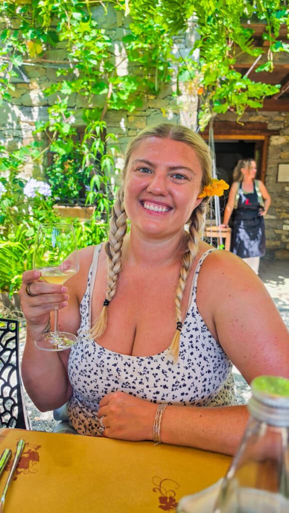woman with glass of wine