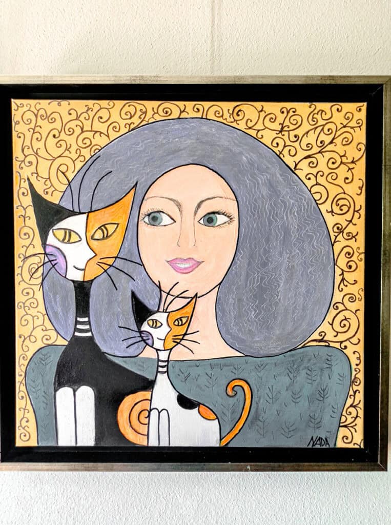 portrait of woman with cat