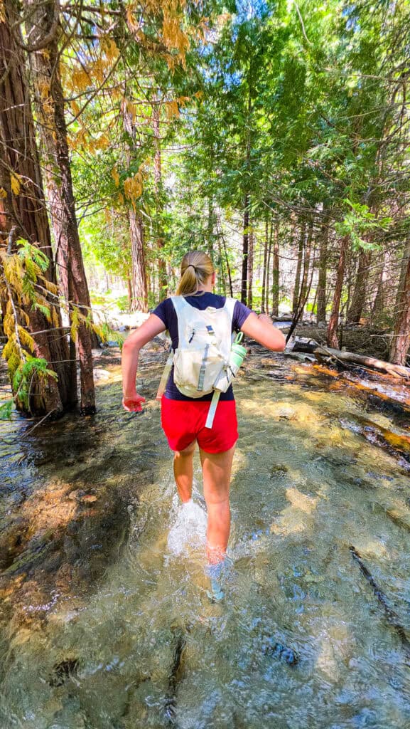girl walking through creek kings canyon np