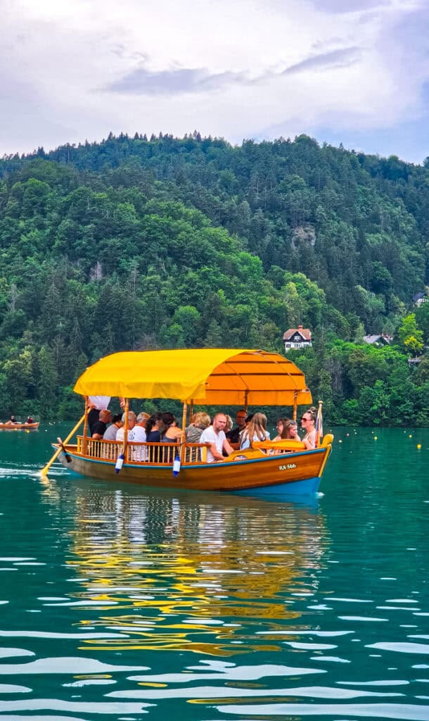 pletna boat on lake bled