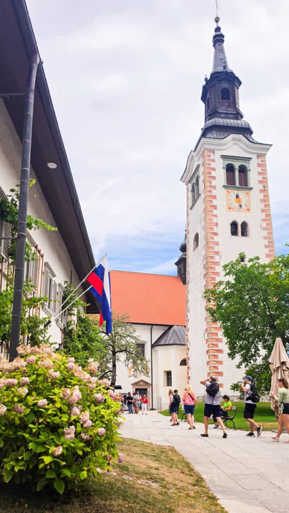 church of assumption steeple on bled island