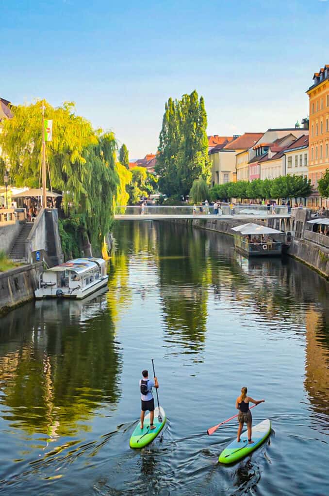 paddleboarders on the ljubljana river