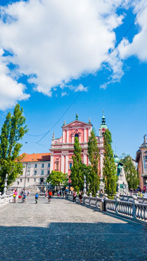 Franciscan Church of the Annunciation - pink church on square