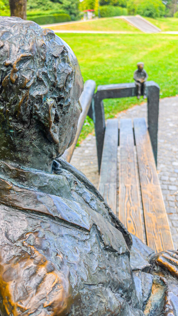Monument to Edvard Kocbek in Park Tivoli. looking at his conscious