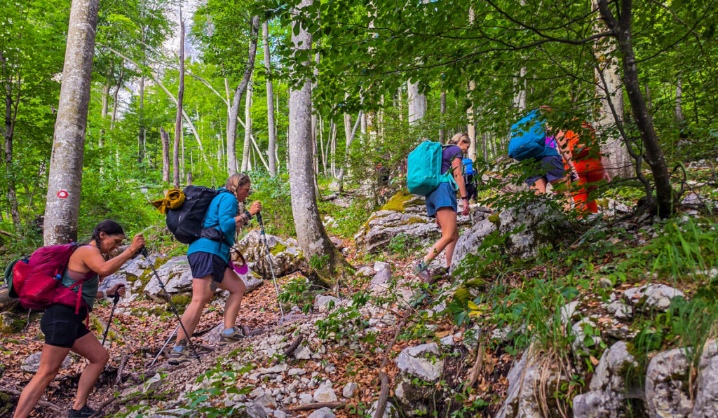 group of women on triglav hiking trail