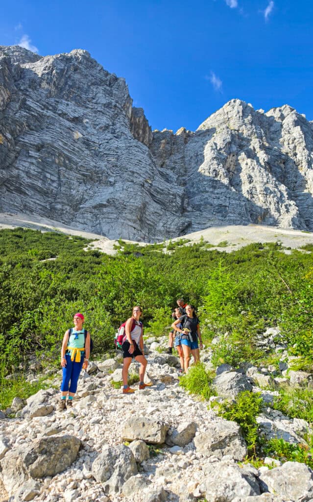 hikers on krma triglav trial