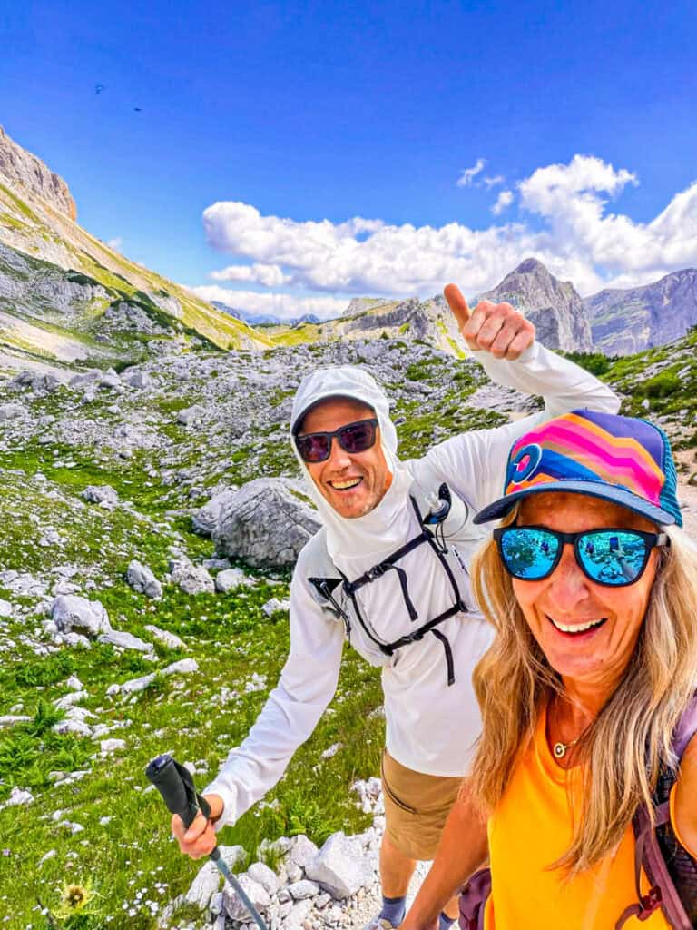 guide and hiker on triglav trail