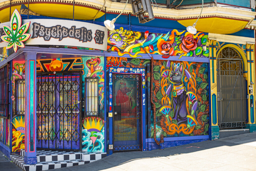 graffitied building in Haight Ashbury