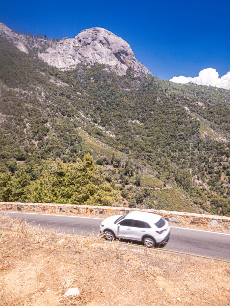 car on road sequoia national park