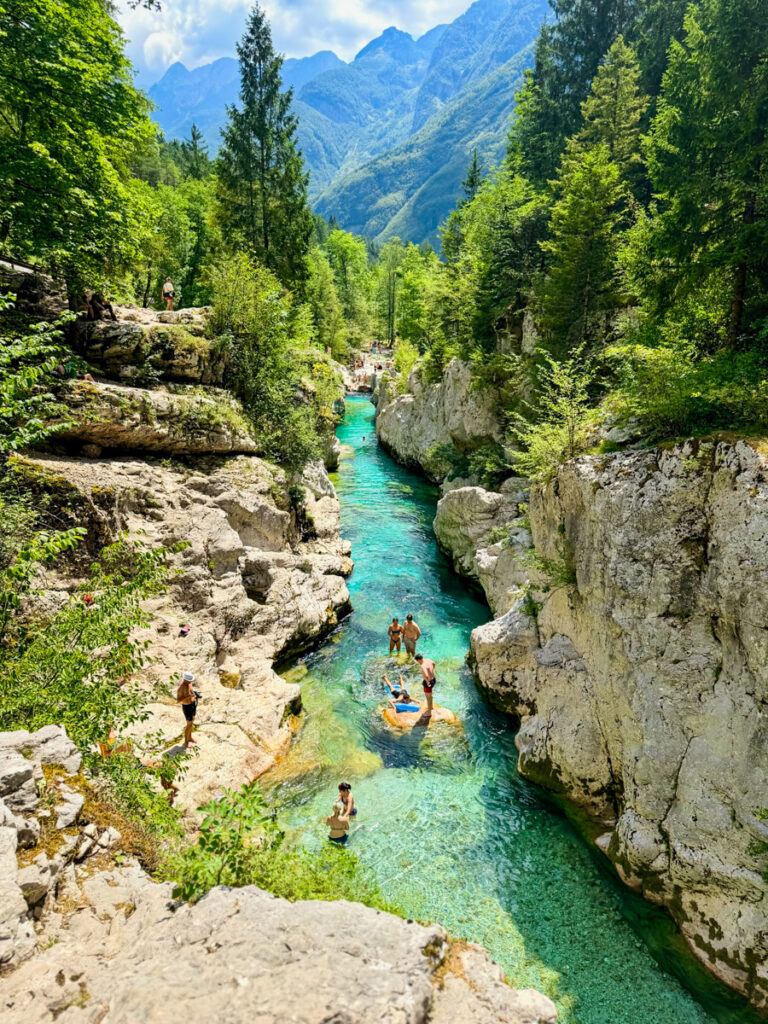 people swimming in the  Great Soča Gorge