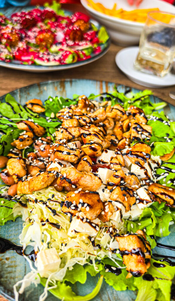 chicken salad on table