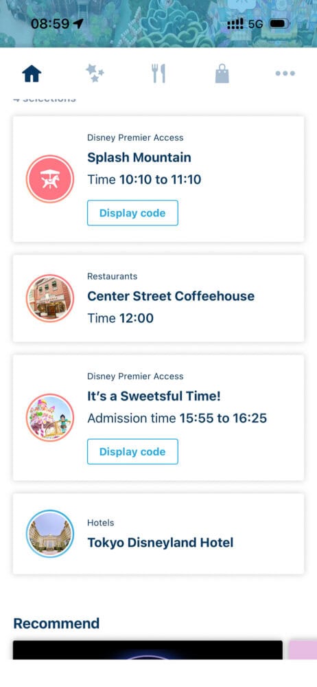 Plans showing in Tokyo Disney app. 