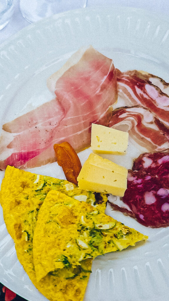 omelete and cured meats on plate Goriška Brda