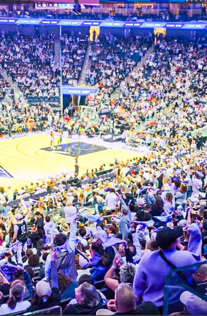 purple crowd at golden valkyries chase center wnba game