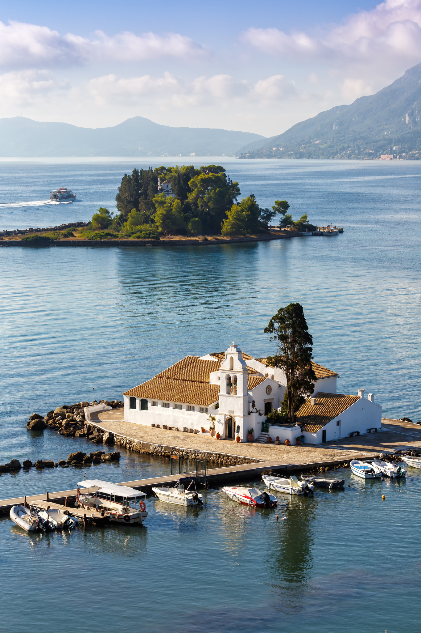 unusual things to do in Corfu - Mouse Island & Vlacherna Monastery