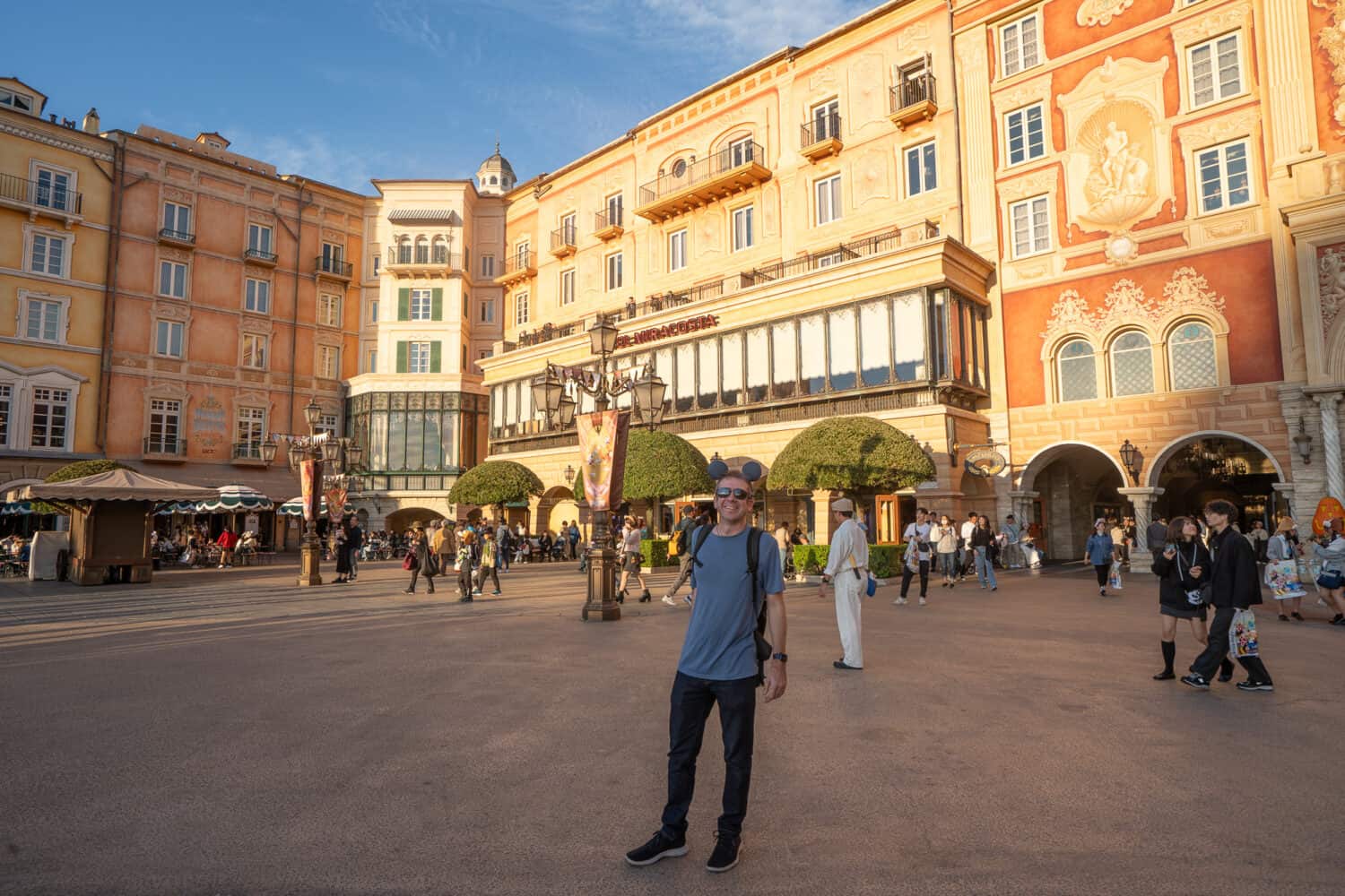Simon outside Hotel Miracosta in Tokyo DisneySea.
