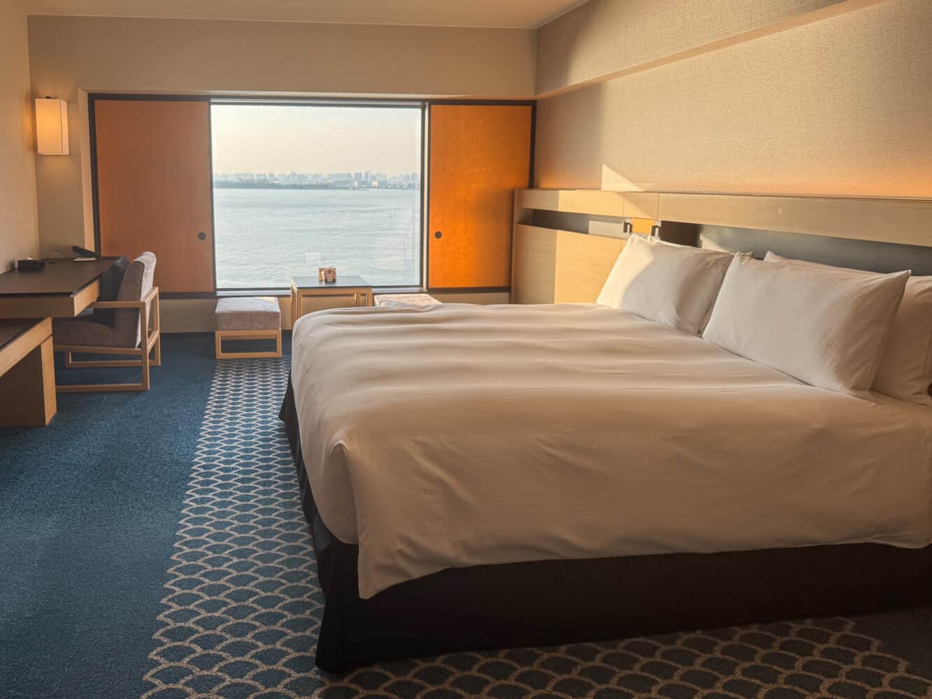 Ocean view king room at Hilton Tokyo Bay. 